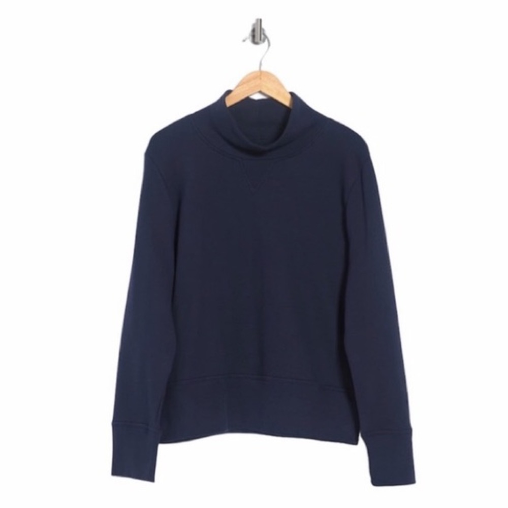 NWOT Madewell Turtleneck Brushed Terry Sweatshirt in Navy Blue XS